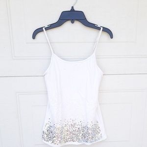 Justice Sparkly Ombre White Camisole